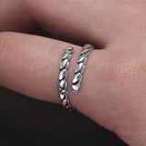925 Sterling Silver Adjustable Retro Open Finger Ring for Women Men Minimalist Geometric Vintage Fashion Jewelry Accessories