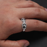 True 925 Sterling Silver Double Head Skull Vintage Thai Men's Ring Party Gift Gothic Jewelry