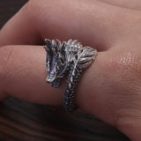 Punk Vintage 999 Pure Silver Dragon Open Finger Ring for Men Adjustable Gothic Fashion Cool Biker Street Party Jewelry