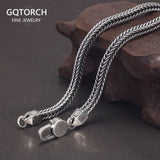 Real 925 Thai Silver Fox Tail Chain Men's and Women's Personalized Retro Punk Necklace and Bracelet Pure Silver Simple Jewelry