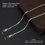 Pure 925 Sterling Silver Men's and Women's Bracelet Snake Bone Chain with Extension 4cm Adjustable Couple Minimalist Jewelry