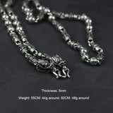 Vintage Sweater Chain Real 925 Sterling Silver Tibetan Mantra Necklace For Men Om Mani Padme Hum Carving Buddha Jewelry