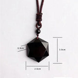 Black Obsidian Natural Stone Pendant Necklaces For Women and Men Cubic Hexagram Sweater Necklace Amulets And Talismans Jewelry - GQTORCH Jewelry