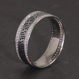 Genuine Sterling Silver 925 Turkish Rings for Men and Women with Blue Round Zircon Retro Punk Rings Fashion Silver Jewelry - GQTORCH Jewelry