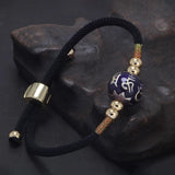 999 Fine Silver Six Words Mantra Bead Braided Black Rope Bracelet for Women Men Antiqued Retro Lucky Bracelet Amulet Jewelry - GQTORCH Jewelry