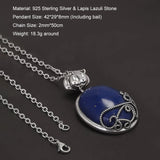 925 Sterling Silver Katherine Daylight Pendant Necklace with Natural Lapis Lazuli Stone The Vampire Diaries Necklace Jewelry