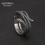 100% 925 Sterling Silver Retro Snake Ring for Women Micro Inlaid Zircon Fashion Animal Rings Punk Party Jewelry Accessories