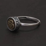 925 Sterling Silver Six Word Mantra Ring Rotatable Vintage Buddhist Prayer Anti Stress Relieve Anxiety Jewelry