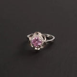 1 Carat CZ Stone Ring Real Pure 925 Sterling Silver Flower Shaped Yellow Purple Stone Eight Heart Eight Arrows Flashing