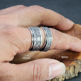 Real 925 Sterling Silver Vintage Rings For Men Rotatable Tibetan Six Words Mantra Rings Om Mani Padme Hum Buddhist Jewelry - GQTORCH Jewelry