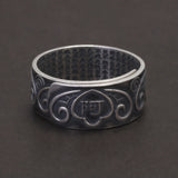 990 Pure Silver Lotus Ring Engraved Heart Sutra Amitabha Adjusted Antiqued Retro Buddhist Amulet Jewelry for Women Men
