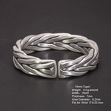 Heavy 999 Sterling Silver Braided Bracelet For Men Retro Solid Thick Handmade Viking Jewelry Opening Adjustable