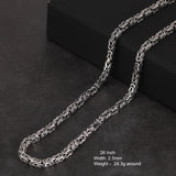 Guarantee S925 Sterling Silver 2.5mm Viking Chain Necklace Peace Pattern Handmade Necklace Retro Punk Style Jewelry