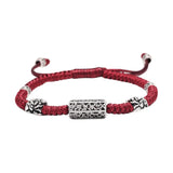 925 Sterling Silver Six Characters Mantra Charm Bracelet with Pixiu Hand Braided Lucky Rope Buddhist Jewelry