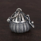 925 Sterling Silver Pendant Openable Vintage Woven Openable Small Sachet Pendant Jewelry