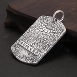 Real Pure 999 Sterling Silver Retro Buddha Head Tag Pendant Necklace for Men and Women Six Words Mantra Buddhist Jewelry