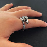 Authentic 925 Sterling Silver Viking Ring Dragon For Men and Women Opening Adjustable Size 6-10 Retro Punk Style Jewelry