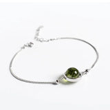 Natural Stone Ball Charm 925 Sterling Silver Box Chain Bracelets For Women Simple Minimalism Multi Color Real Crystal Bracelet - GQTORCH Jewelry