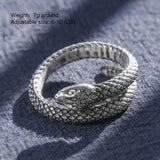 Pure 999 Sterling Silver Viking Snake Rings For Men and Women Retro Hipster Ring Opening Fine Jewelry