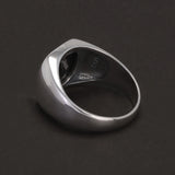 S925 Sterling Silver Black Onyx Signet Ring for Men Trendy Retro Smooth Punk Rock Party Jewelry Pinky Ring Wedding Accessories