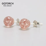 Simple Natural Strawberry Balls Earrings 925 Sterling Silver Earings Fashion Jewelry