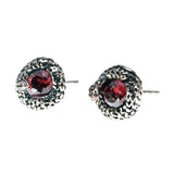 Real 925 Sterling Silver Circling Snake Stud Earrings for Women Inlaid Red Garnet Onyx Natural Stone Vintage Earrings - GQTORCH Jewelry