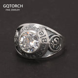 Authentic S925 Silver Blessing Rings for Men and Women with Simulated Big Diamond Adjustable Wedding Jewelry Gift