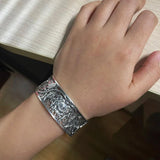 999 Silver Bracelet Bracelet Ladies Lotus Leaf Lotus Hollow Mesh Design Suitable for 16-19 Cm Wrist Buddhist Jewelry - GQTORCH Jewelry