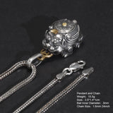 Vintage S925 Sterling Silver Lucky Pixiu Pendant Necklace with Six Character for Men and Women Rotatable Animal Jewelry