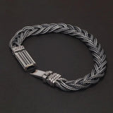 Real S925 Sterling Silver Braided Bracelet for Men 9mm Vintage Hiphop Punk Norse Thick Safe Toggle Buckle Handmade Jewelry - GQTORCH Jewelry