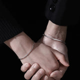 Pure 925 Sterling Silver Men's and Women's Bracelet Snake Bone Chain with Extension 4cm Adjustable Couple Minimalist Jewelry