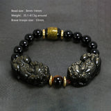 Buddhism Feng Shui Obsidian Stone Beads Bracelet Men Women Unisex Brave Troops Wristband Black Pixiu Wealth Lucky Bracelets