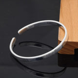 Real 999 Sterling Silver Simple Smooth Cuff Bracelet Men and Women Shining Craft Couple Bangle Minimalism Jewelry