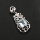 925 Sterling Silver Sky Blue Topaz Pendant Necklace No Chain Romantic Wedding Engagement Anniversary Gift Jewelry for Women