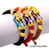999 Sterling Silver Pixiu Gold Color Temperature Color Changed Lucky Red Rope Bracelets Tibetan Buddhist Knots String For Men - GQTORCH Jewelry