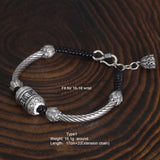 Mantra Bracelet 999 Pure Silver Six Words OM Charm With Hand Braided String Cords Adjustable Lotus Fashion Ethnic Style Jewelry