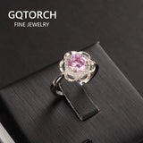 1 Carat CZ Stone Ring Real Pure 925 Sterling Silver Flower Shaped Yellow Purple Stone Eight Heart Eight Arrows Flashing