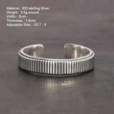 Original Design Ring Women's Simple 925 Sterling Silver Adjustable End Ring Retro Jewelry