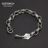 Hand Hammered 925 Sterling Silver Skull Bracelet For Men and Women Eagle Clasp Biker Gothic Rock and Roll Punk Jewelry