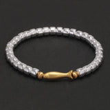 999 Pure Silver Beads Bracelet with Fish Charms Matt Gold Plated Elastic Rope Adjustable Vintage Trendy Jewelry for Women