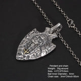 S925 Pure Silver Vintage Indian Eagle Shield Tribal Legend Old Chief Men Pendant Domineering Personality