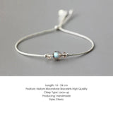 Handmade Moonstone Bracelet Thin Rope With Natural Crystal 925 Sterling Silver Beads Personalized Bracelets For Women - GQTORCH Jewelry