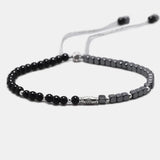 3mm Round Black Onyx And Cubic MARCASITE Beads Natural Stone Bracelet For Women Sterling Silver Reiki Yoga Jewelry DIY - GQTORCH Jewelry