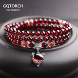 Wine Red Garnet Bracelets For Women Natural Gemstone 925 Sterling Silver Jewelry Fox Gourd Pixiu Snowflake Charm Best Gift Girls