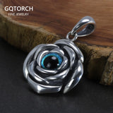 Sterling Silver 925 Rose Vintage Pendant Men's and Women's Lucky Eye Necklace Fashion Men's Jewelry