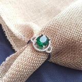 Real Pure 925 Sterling Silver Rings For Women Unique Design Big Green Stone Nano Russian With CZ Fine Jewelry - GQTORCH Jewelry