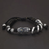 999 Pure Silver Retro Pixiu Charms Braided Rope Bracelet Five Emperors' Coin Fengshui Money Fortune Wealth Lucky Jewelry Gift