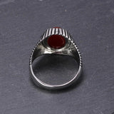 Guaranteed 925 Sterling Silver Rings Retro Vintage Turkish Rings For Men With Green Red Stones Turkey Jewelry Anillos Hombre - GQTORCH Jewelry