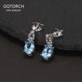 925 Sterling Silver Garnet Topaz Drop Earrings for Women Natural Gemstone Vintage Elegant Fashion Birthday Party Jewelry Gift