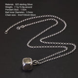 100% 925 Sterling Silver Lucky Dice Pendant Necklace with Vintage Punk Gold Sun Moon Ancient Symbols Personalized Jewelry